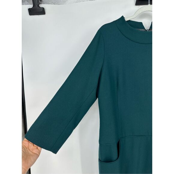 Pendleton Women's Dark Green 💚 Shift Wool Dress Size 12 Below Knee 3/4 Sleeve - Picture 4 of 11